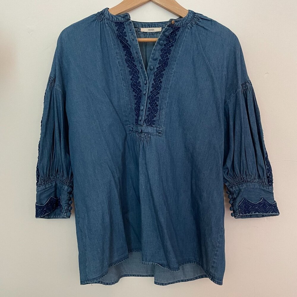 Sessùn Mahesha Embroidered Denim Blouse - Picture 3 of 7
